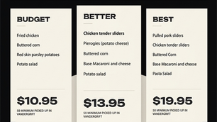 Graduation Party Menu from Tommy's Catering