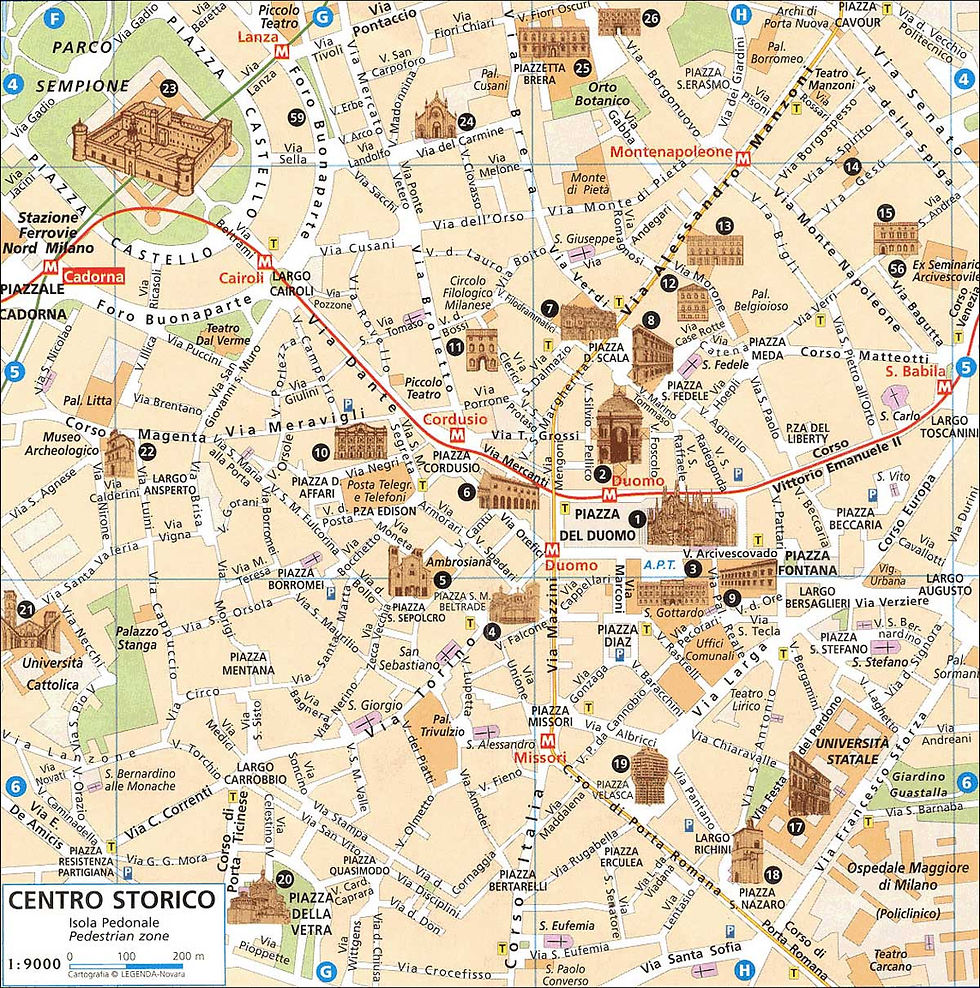 Mapa de Milão