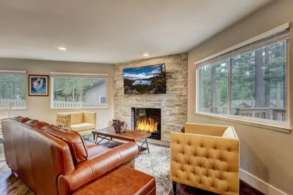 living room with fire pit