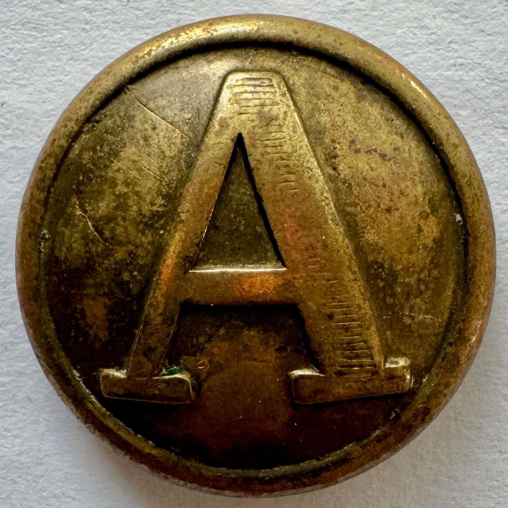 CS 103A | Confederate Lined Roman "A" Artillery Button