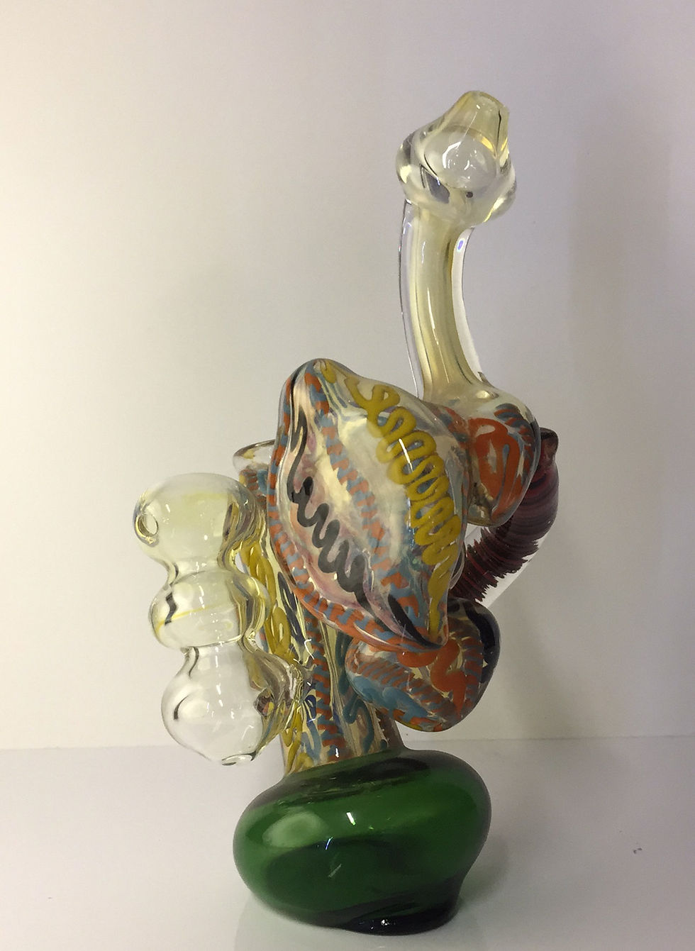 Thumbnail: Kissed muti colored worked bubbler