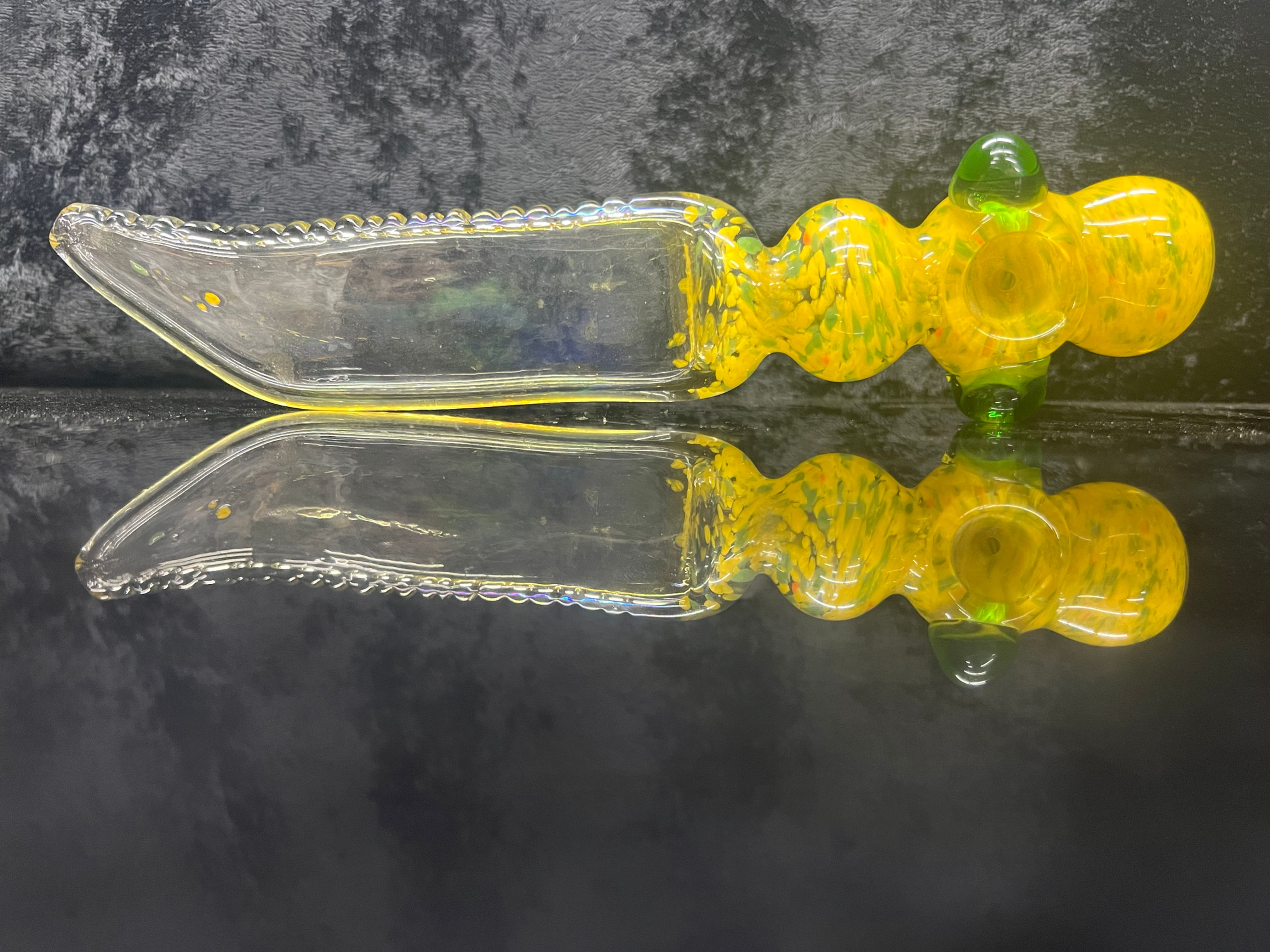 Yellow Handles Glass Knife pipe