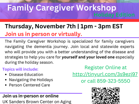 Family Caregiver Workshop - Nov. 7