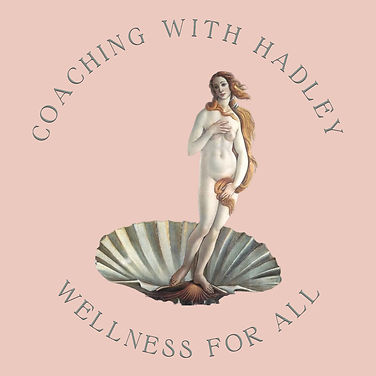 Coaching with Hadley logo featuring Botticelli's Venus on a pink background