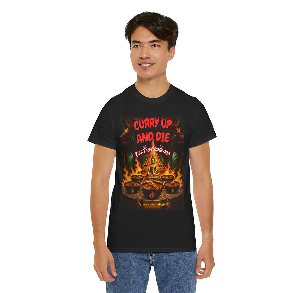 Thumbnail: Spicy Curry Challenge T-Shirt — "Curry Up and Die" Hot Sauce Bowl Graphic
