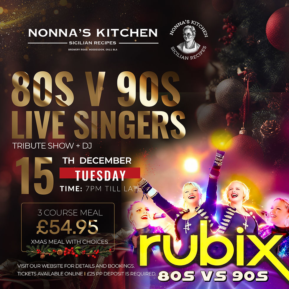 80s Vs 90s Live Singers & 3 Course Meal