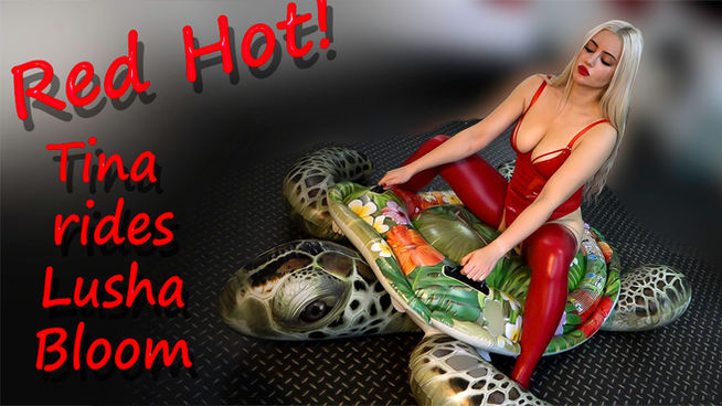 Sensual woman teasing  in an inflatables fetish scene