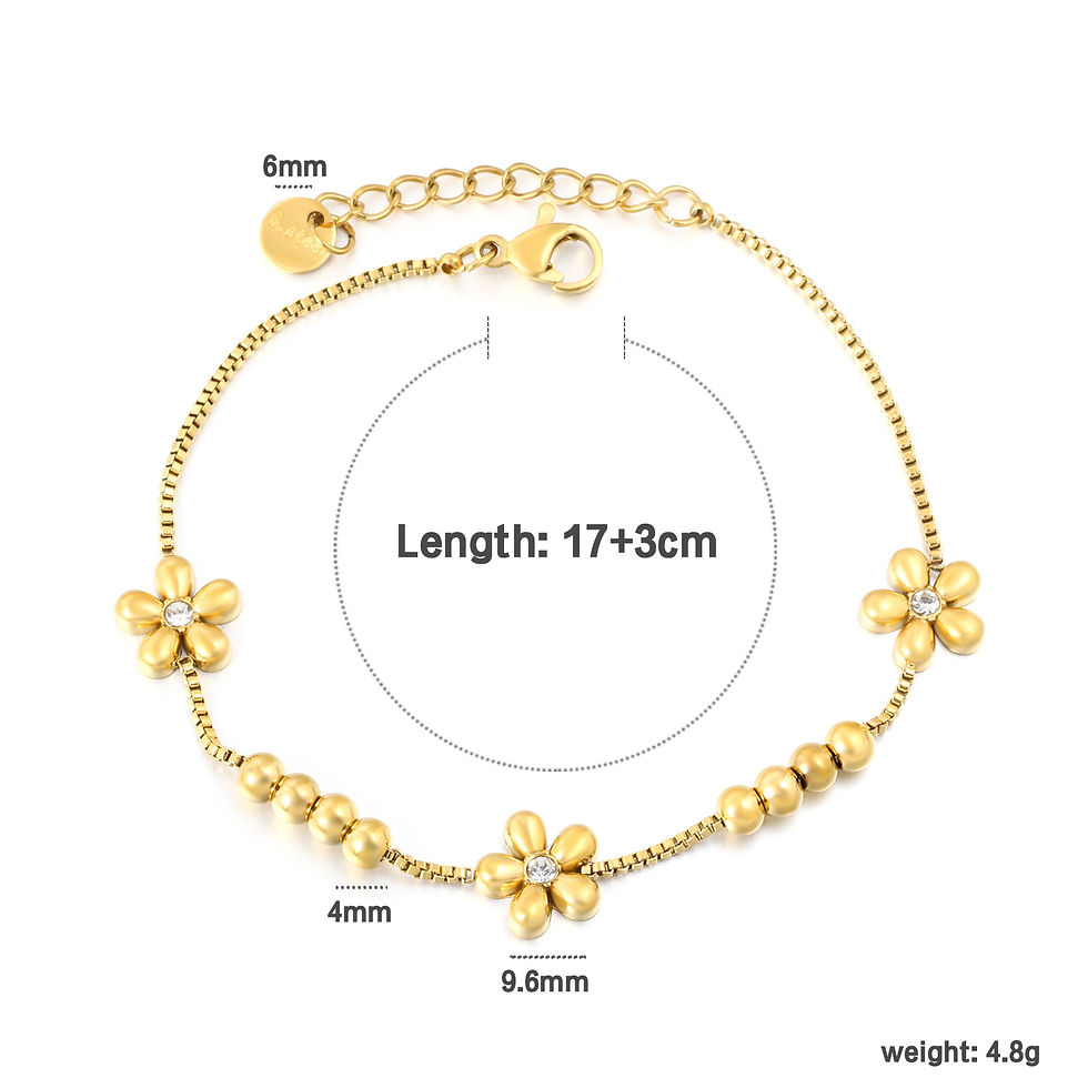 Thumbnail: Five-Petal Flower Rhinestone Bracelet