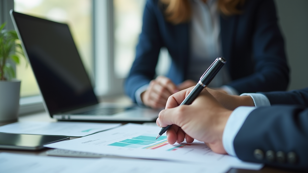 Close-up view of a recruitment consultant reviewing candidate profiles