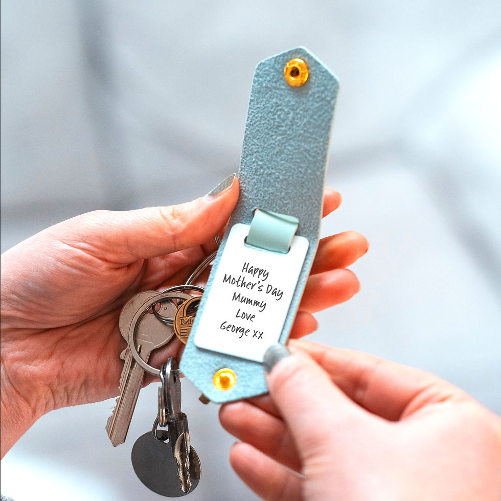 Thumbnail: Mint Green Faux Leather photo and message keyring