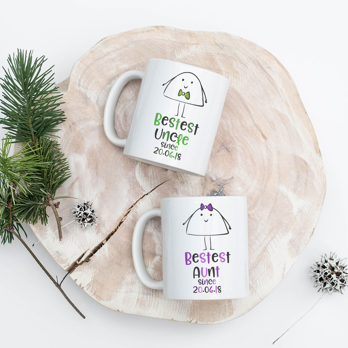 Set of Two Personalised Aunt & Uncle Ceramic Mugs