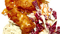 Beer Battered Walleye with Cole Slaw and Tartar Sauce