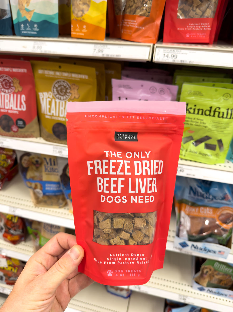 A bag of Freeze-Dried Beef Liver Dog Food