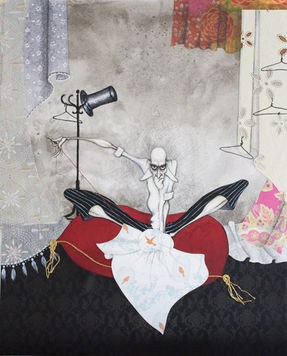 Skrædder i Helvede. Tailor in Helle. Collage. Mixed media.
