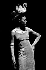 A performer acts out a scene on stage from Robyn Orlin's production of "Daddy, I've Seen This Piece Six Times Before and I Still Don't Know Why They're Hurting Each Other" at the Market Theatre in Johannesburg, South Africa. (Photo by Darren Phillips)