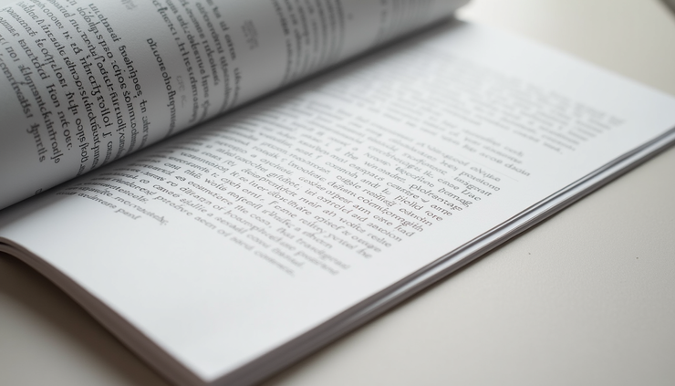 High angle view of printed brochure with mixed serif and sans-serif fonts
