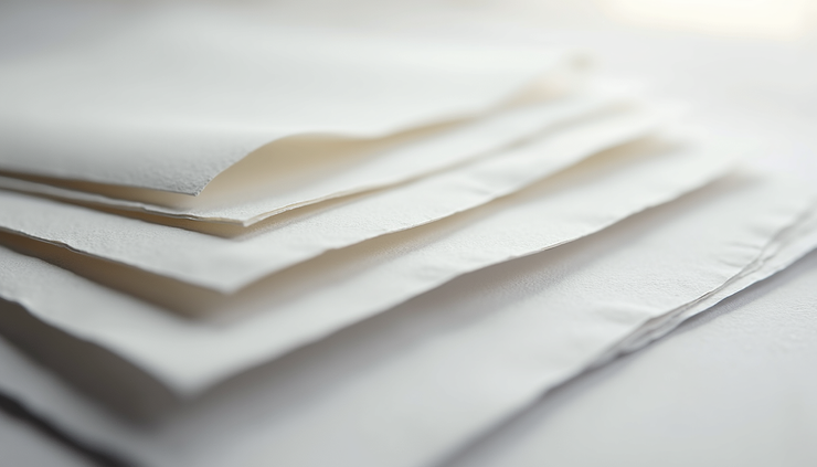 Close-up view of various paper sheets showing different thicknesses