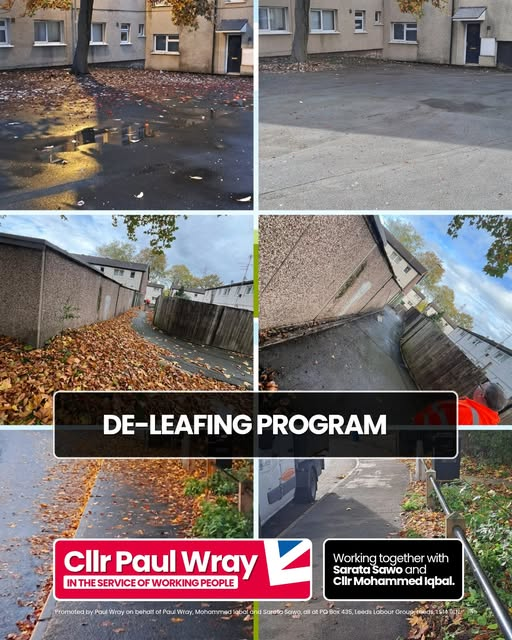 On Friday, the Hunslet Cleaner Neighbourhoods operational team was joined by the road sweeping team to address key hotspot areas across the ward for the second week of the de-leafing work.