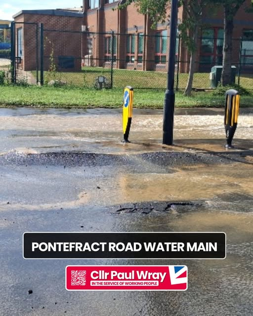 Due to the damage caused by the mains burst, a further burst has occurred outside the Cemex Stourton plant necessitating an additional lane closure on the roundabout at the junction of Pontefract Road and Intermezzo Drive.