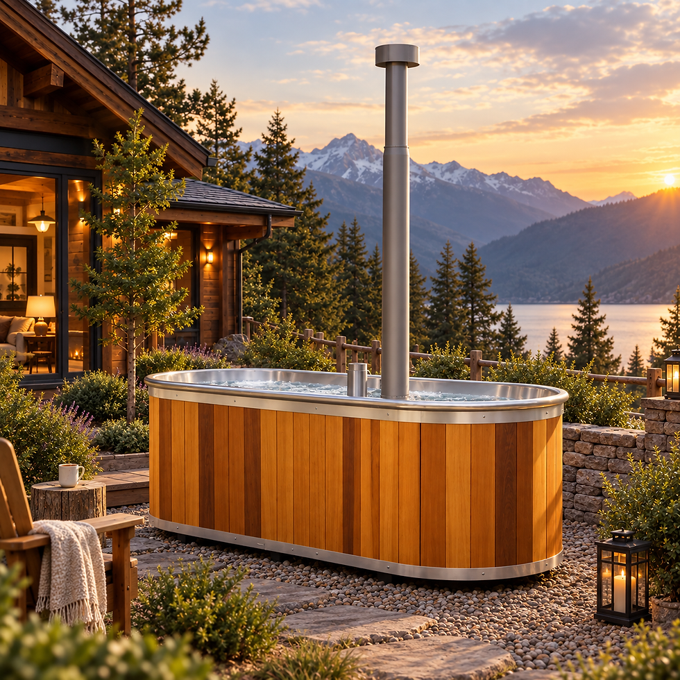Dağ manzaralı odunla ısınan küvet hot tubs