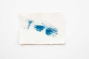 hand made cyanotype, brush stroke. analogue photography art. unique