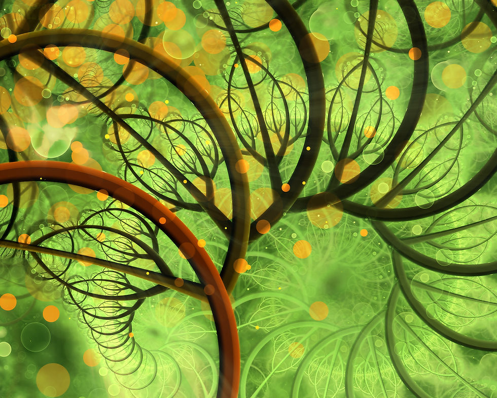 Stylized rooted tree with branches on green background