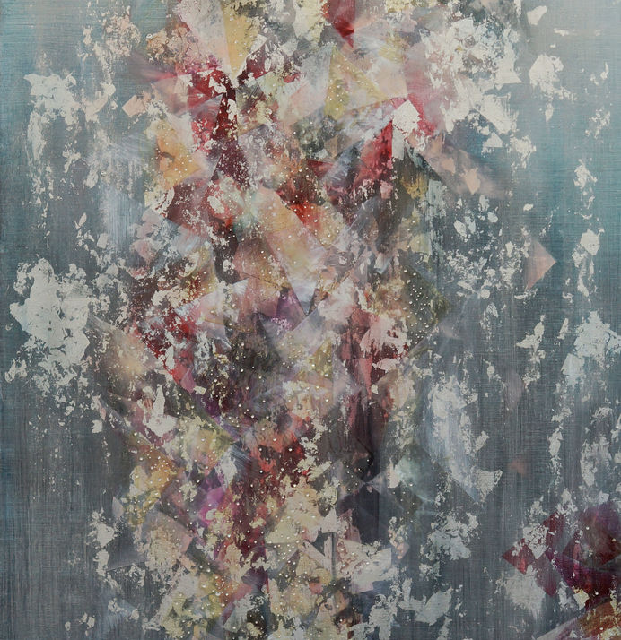 flower pink silver painting art contemporary painting painter artist sakura motomura