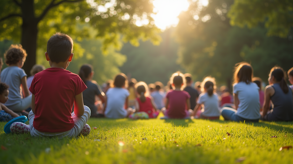 Eye-level view of a vibrant community gathering in a park