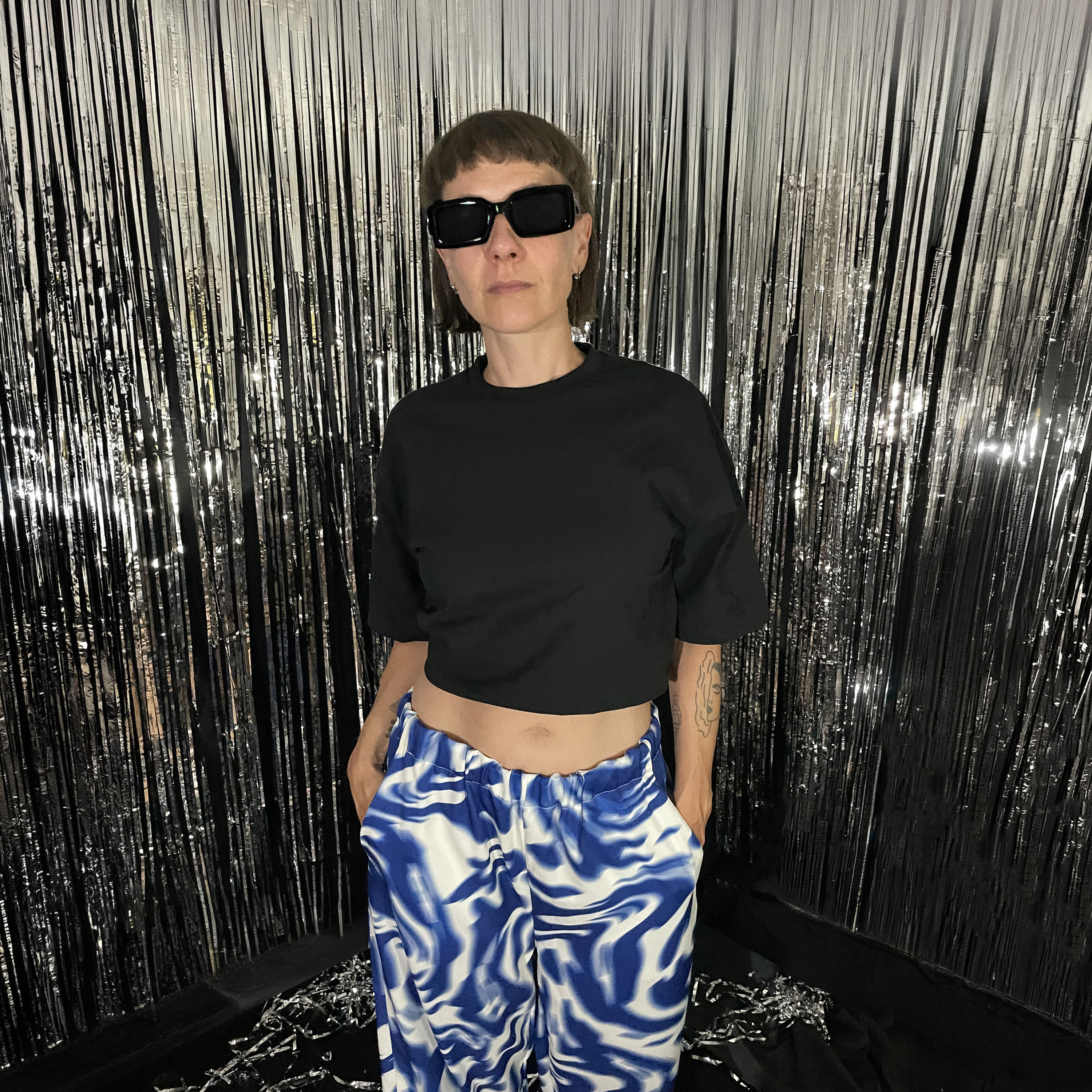 PRINTED WIDE LEG PANTS