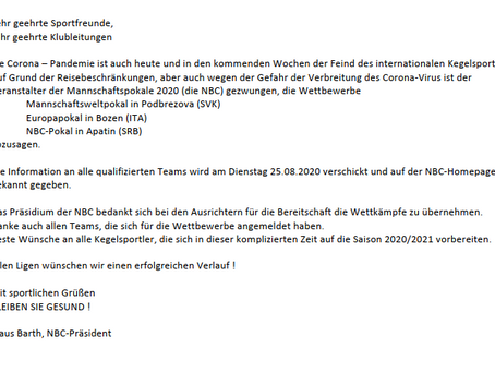 Absage der Internationalen Bewerbe