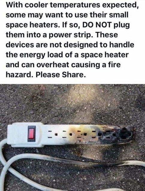 Can I Plug A Space Heater Into An Extension Cord Do not plug space heaters into power strips, fire officials warn