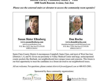 Santa Clara County District 4 Supervisor Forum, Oct. 11th