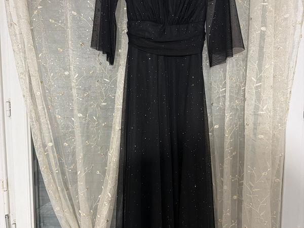 Robe longue de soirée noire pailletée