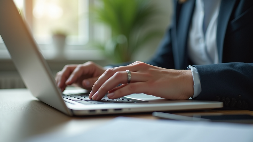 Close-up view of a person using a laptop to apply for a loan