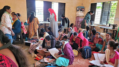 Indian women attending sewing class