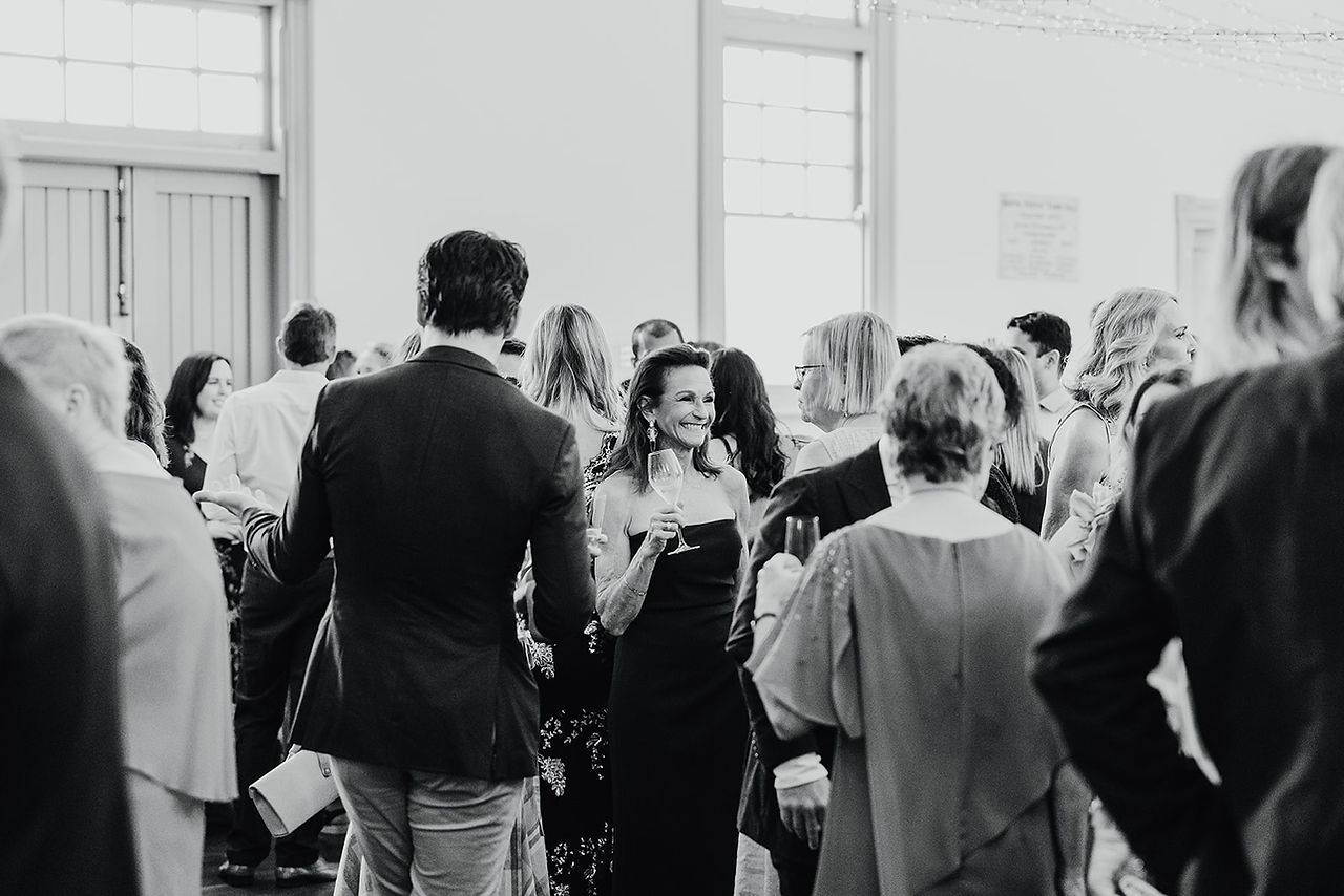 Guests mingling before the wedding ceremony at North Perth Town Hall