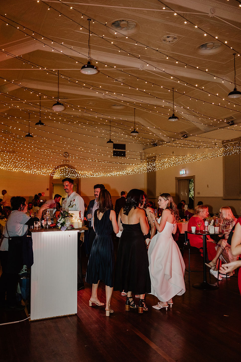 Guests mingling with the bride at North Perth TOwn Hall wedding