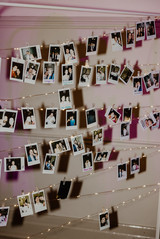 The polaroid selfie wall of all the wedding guests