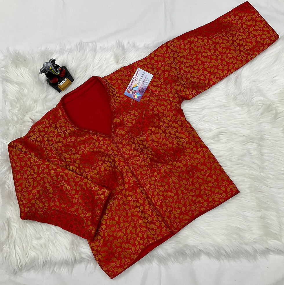Thumbnail: Long Sleeve Blouse - Gorgeous Saree and Skirt Brocade Blouse with Pattern