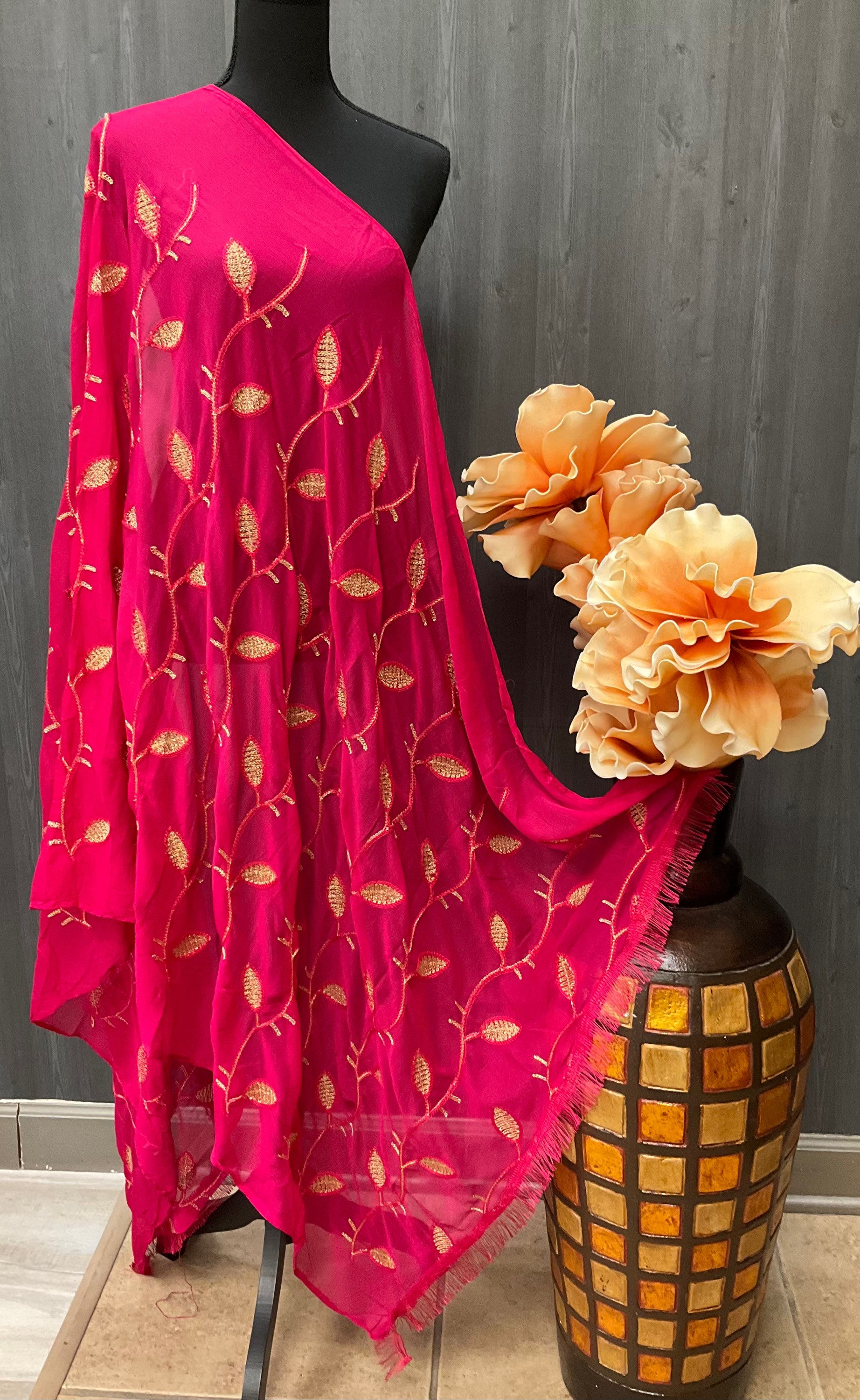 Chiffon Dupatta.0 Red and Pink variant Chiffon Dupatta