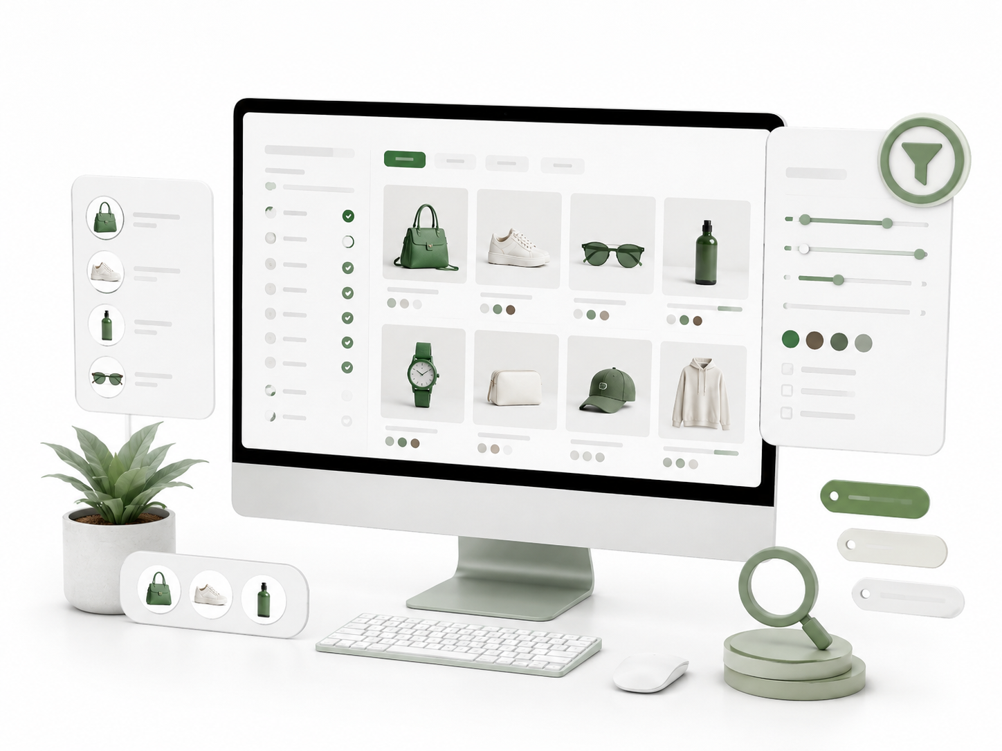 Catalogo e-commerce organizzato con prodotti, varianti e filtri di ricerca