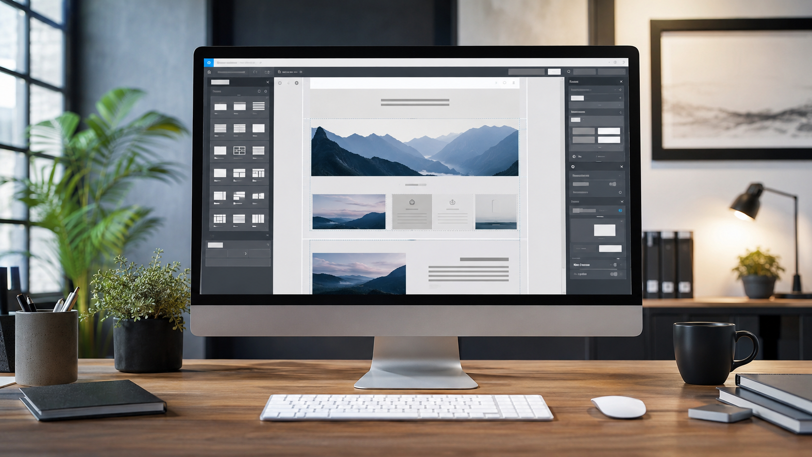 Postazione desktop per progettazione grafica e struttura di un sito web