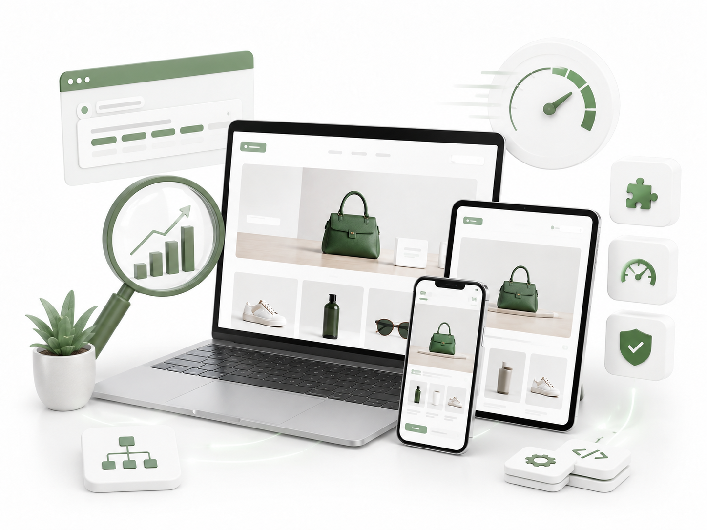 E-commerce ottimizzato per SEO e dispositivi mobili con strumenti di performance
