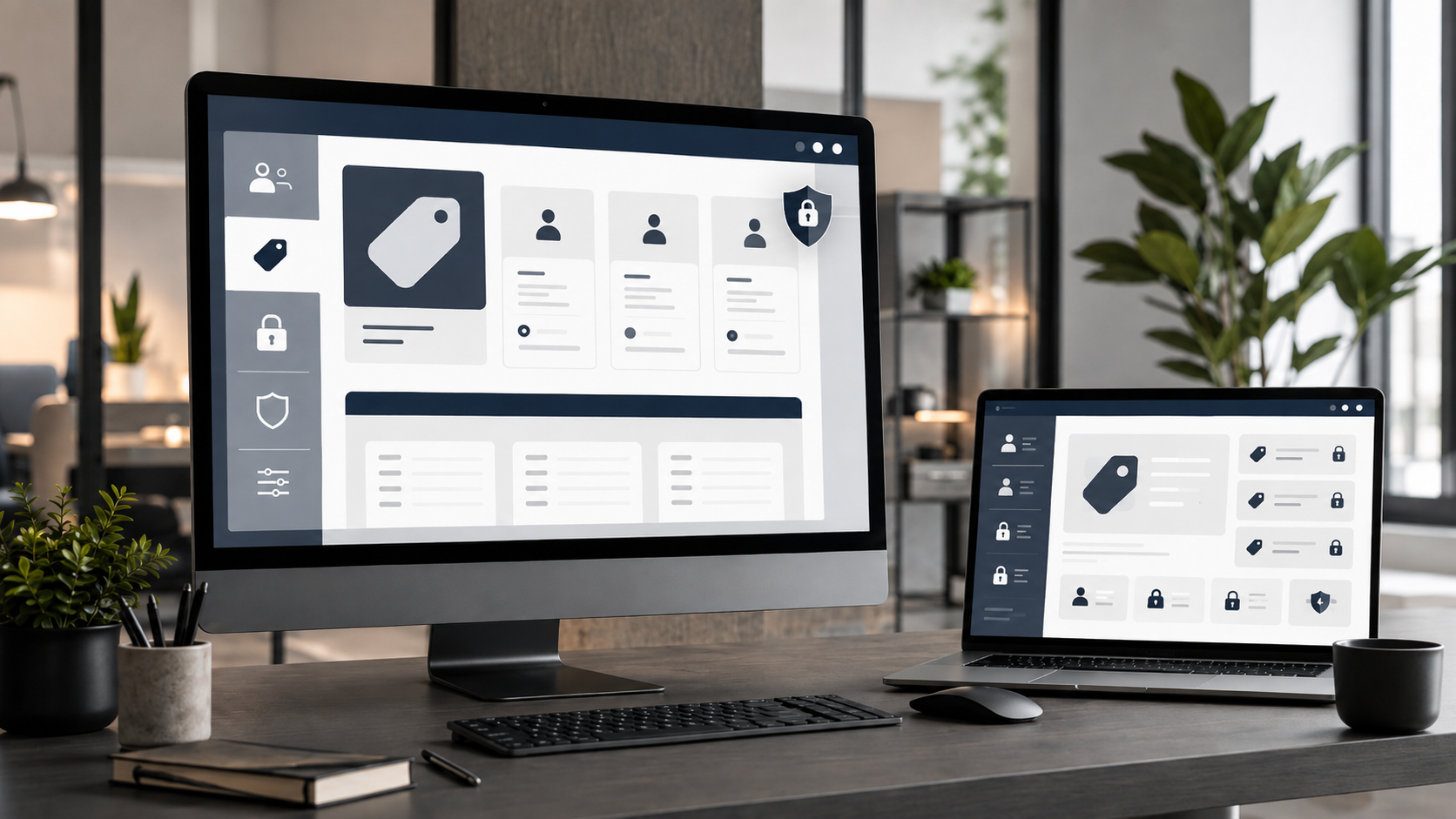 Ambiente ufficio con monitor dedicato alla gestione di condizioni commerciali per clienti aziendali