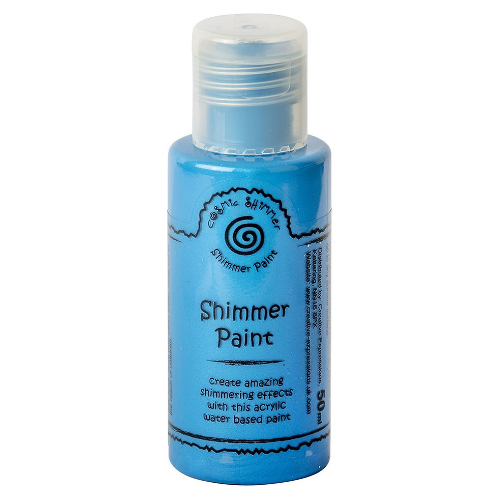 cosmic shimmer paint, acrylic paint, blue acrylic paint, metallic paint, blue metallic paint, blue paint