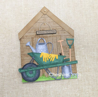 gardening birthday card, gardening shed card