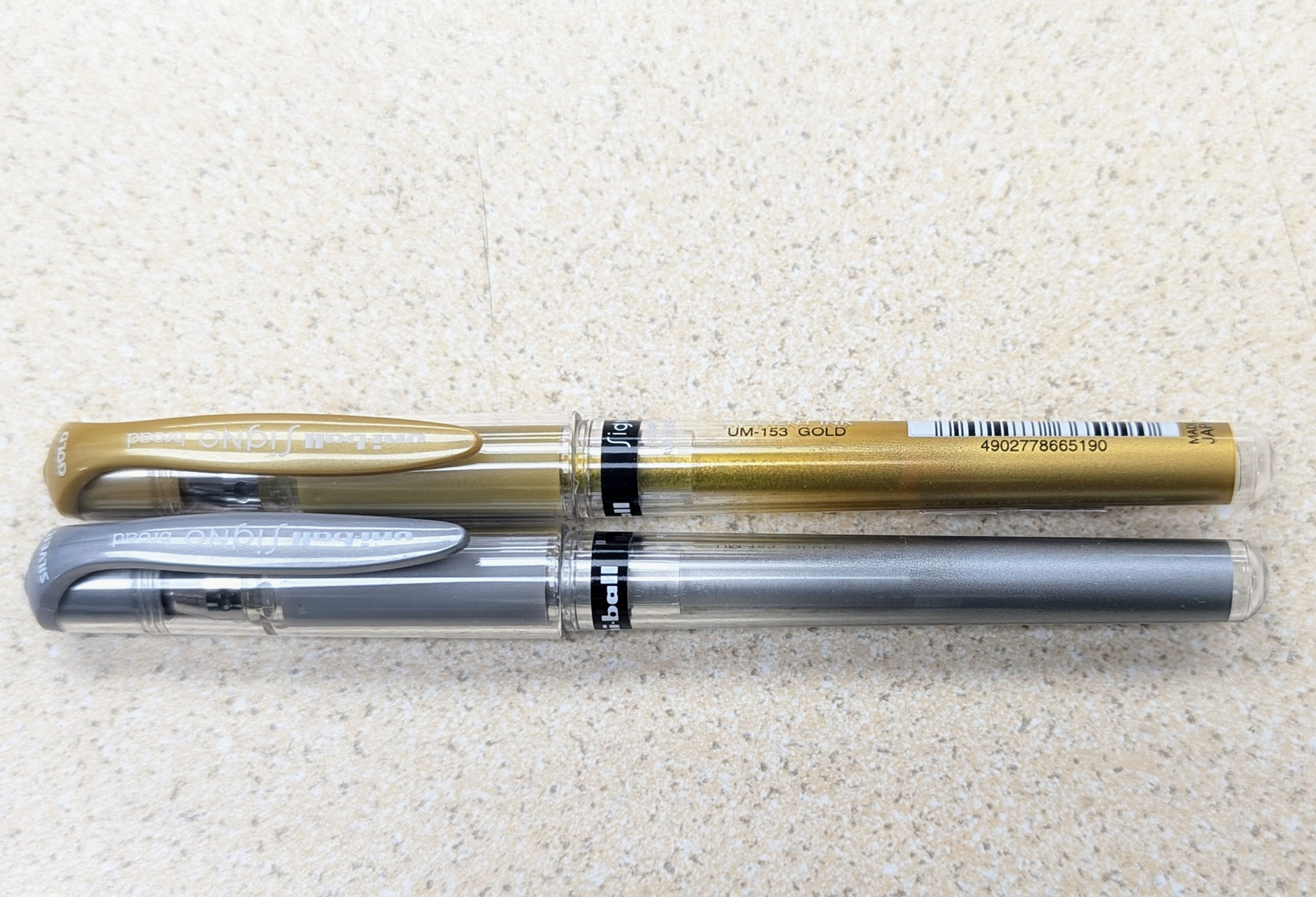 gel pens, gold gel pen, silver gel pen