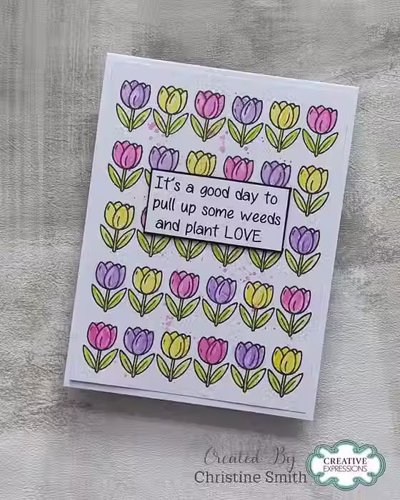 Thumbnail: wfrs0146, flower stamps, fence, windmill, tulips