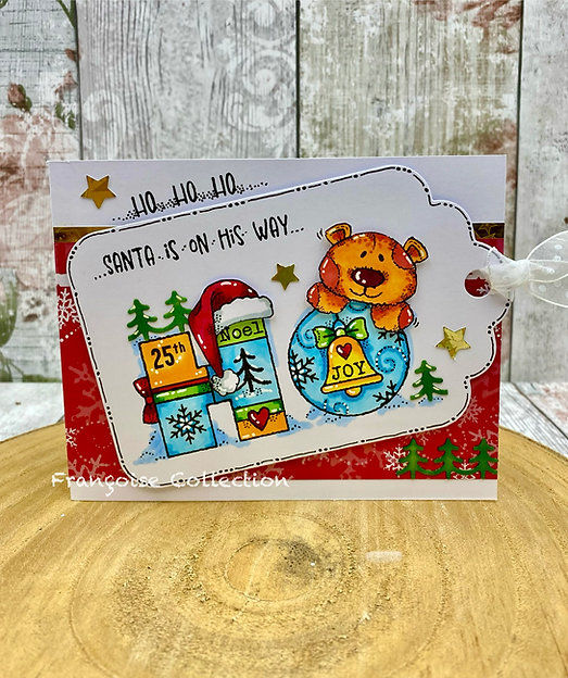 wfrs0207, teddy bear stamps, ho ho ho, christmas hat
