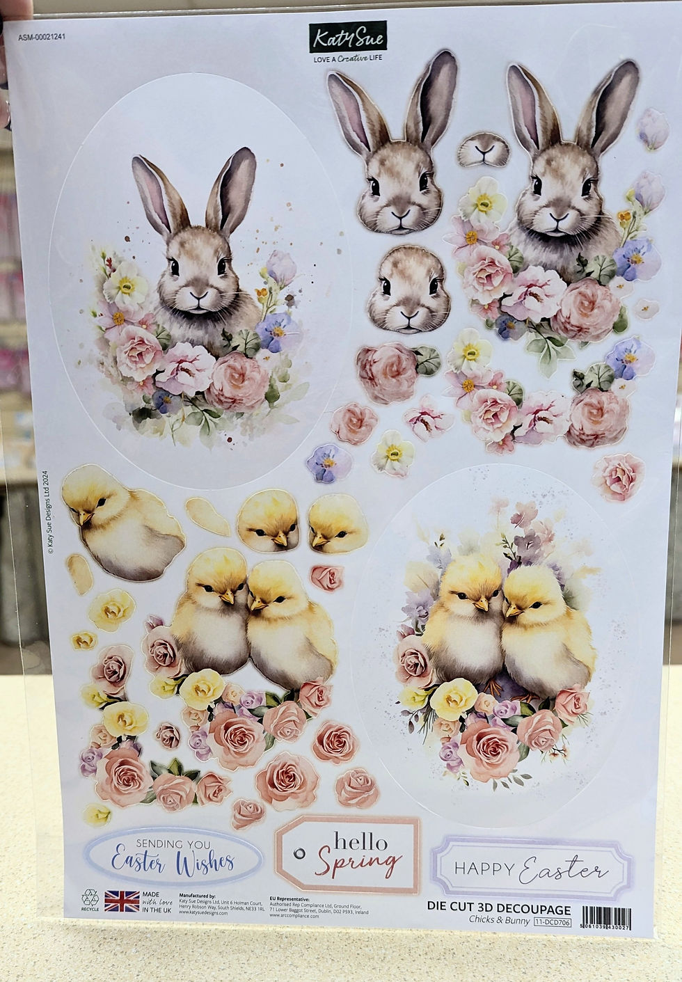 3d decopague, 11-DCD706, easter, chick, bunnies